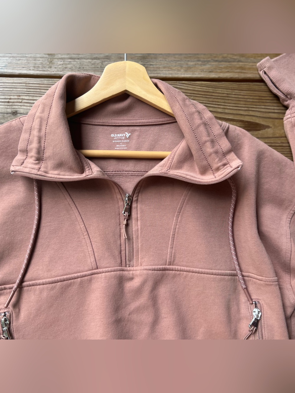 Old Navy Activewear Dynamic Fleece Rose Dust Half-Zip Pullover Sweatshirt Large - Picture 4 of 10